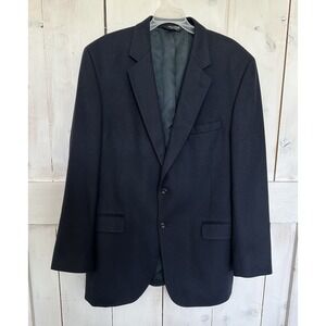 Jos A Bank Mens 100% CASHMERE Blazer Sport Coat Jacket Navy‎ Blue 2 Button 44 LG